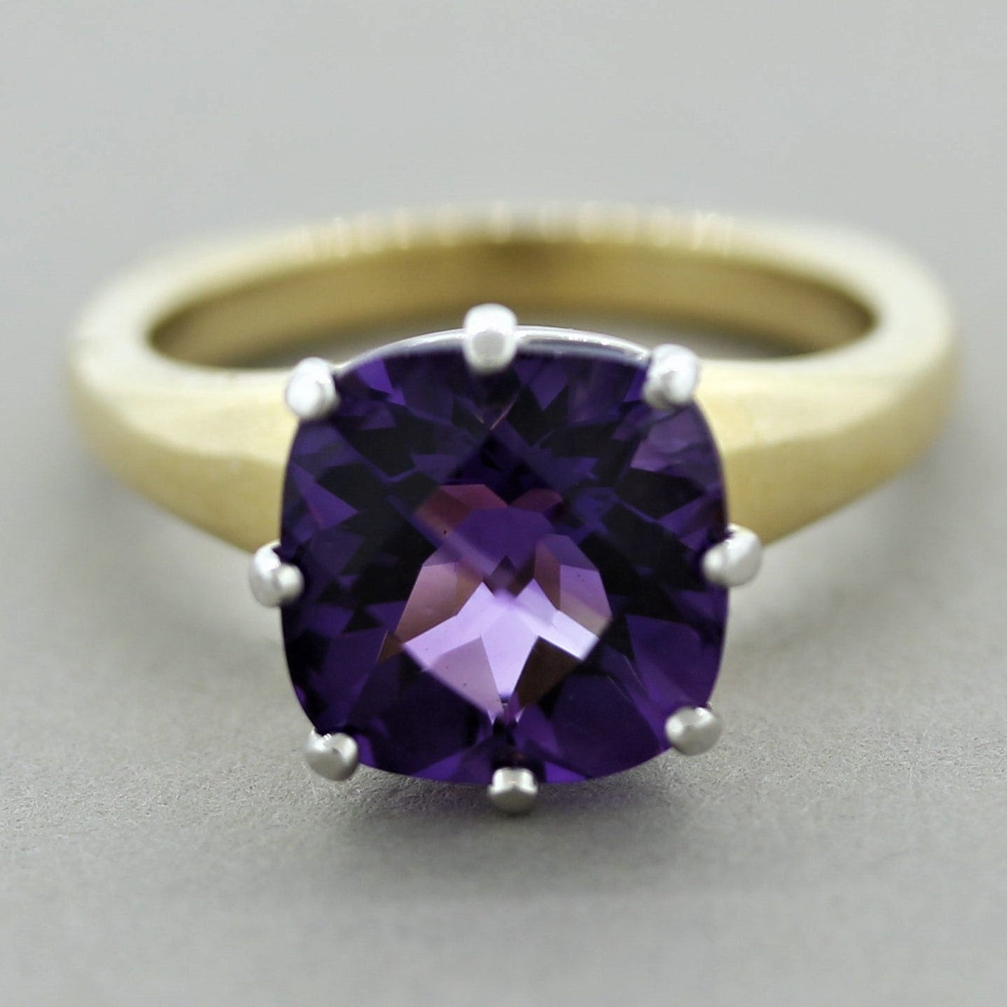 Amethyst Diamond Gold & Platinum Ring