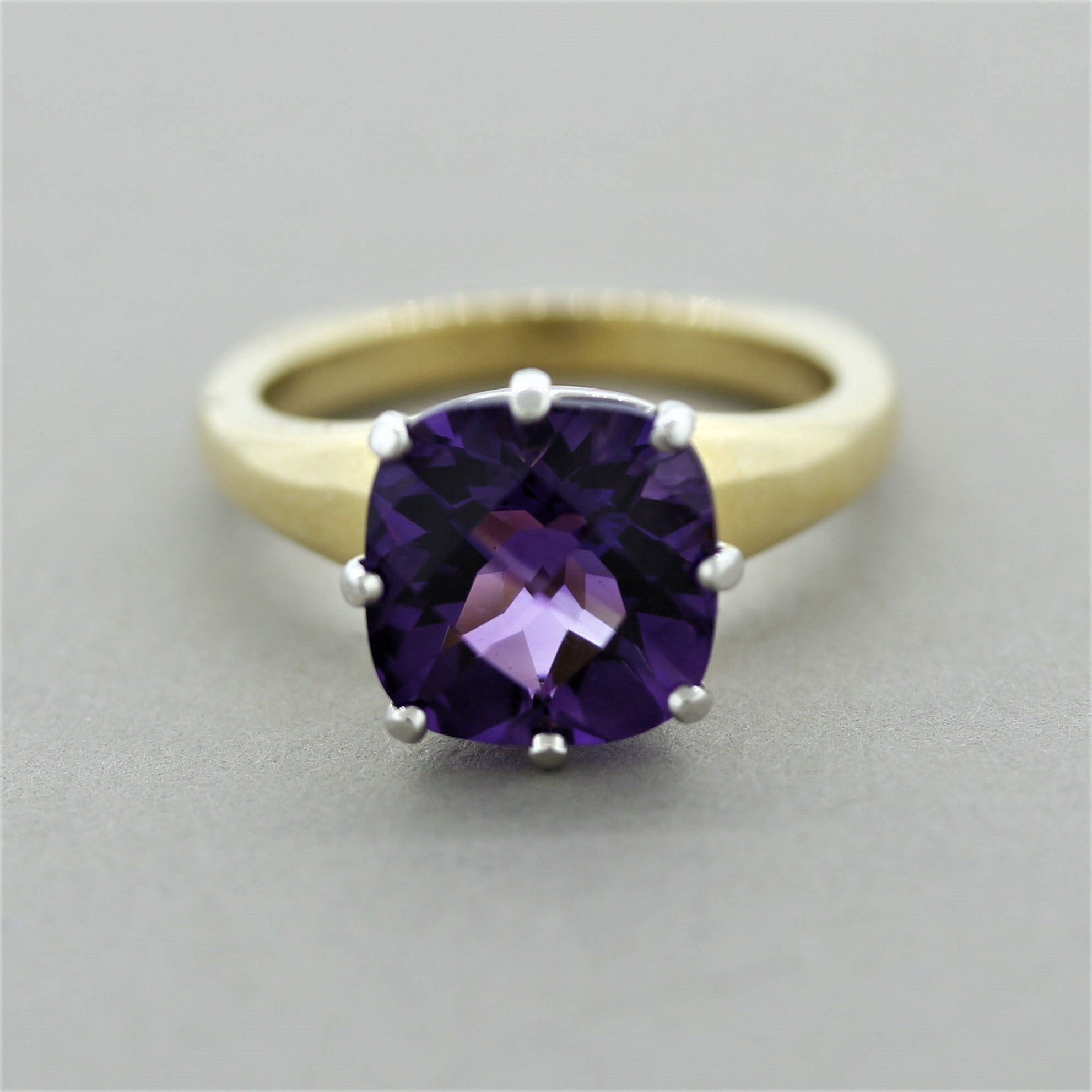 Amethyst Diamond Gold & Platinum Ring