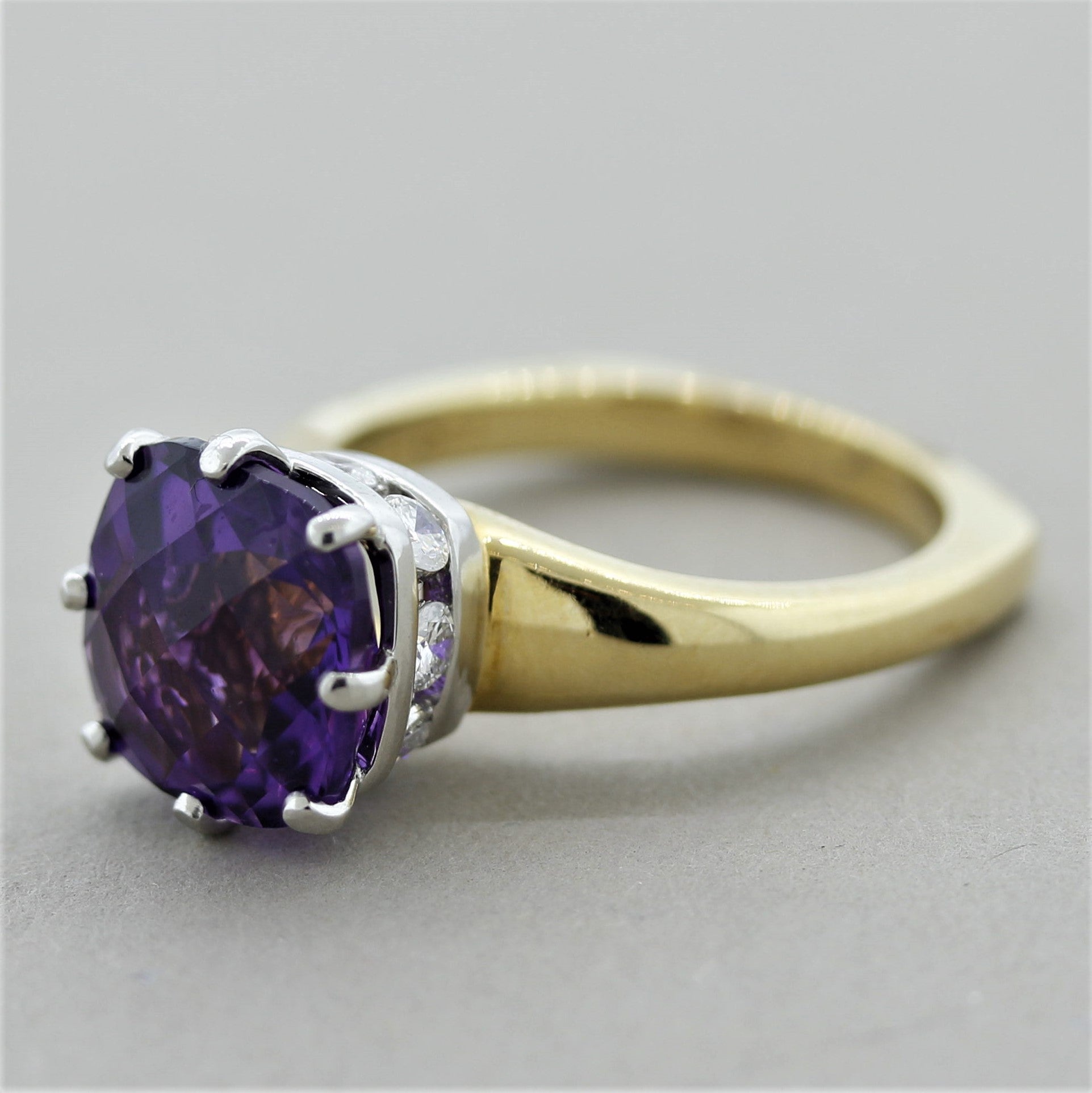 Amethyst Diamond Gold & Platinum Ring