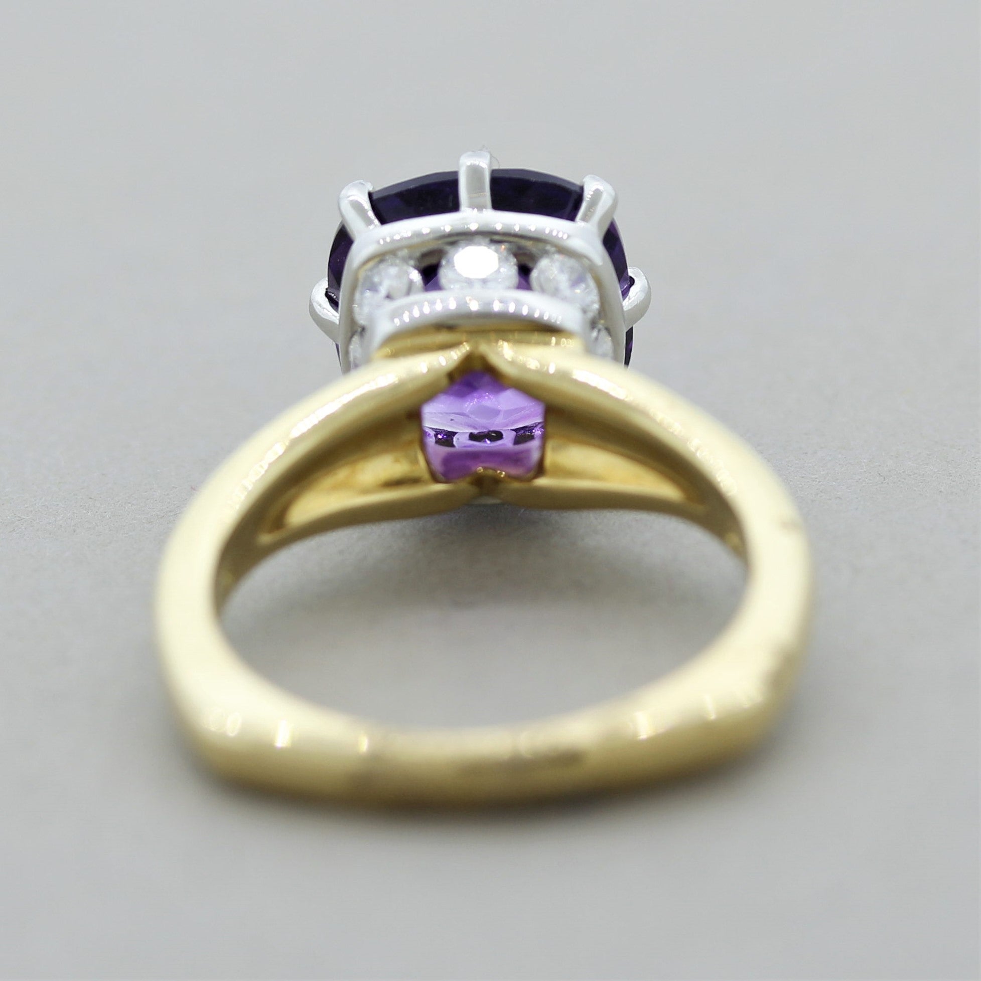 Amethyst Diamond Gold & Platinum Ring