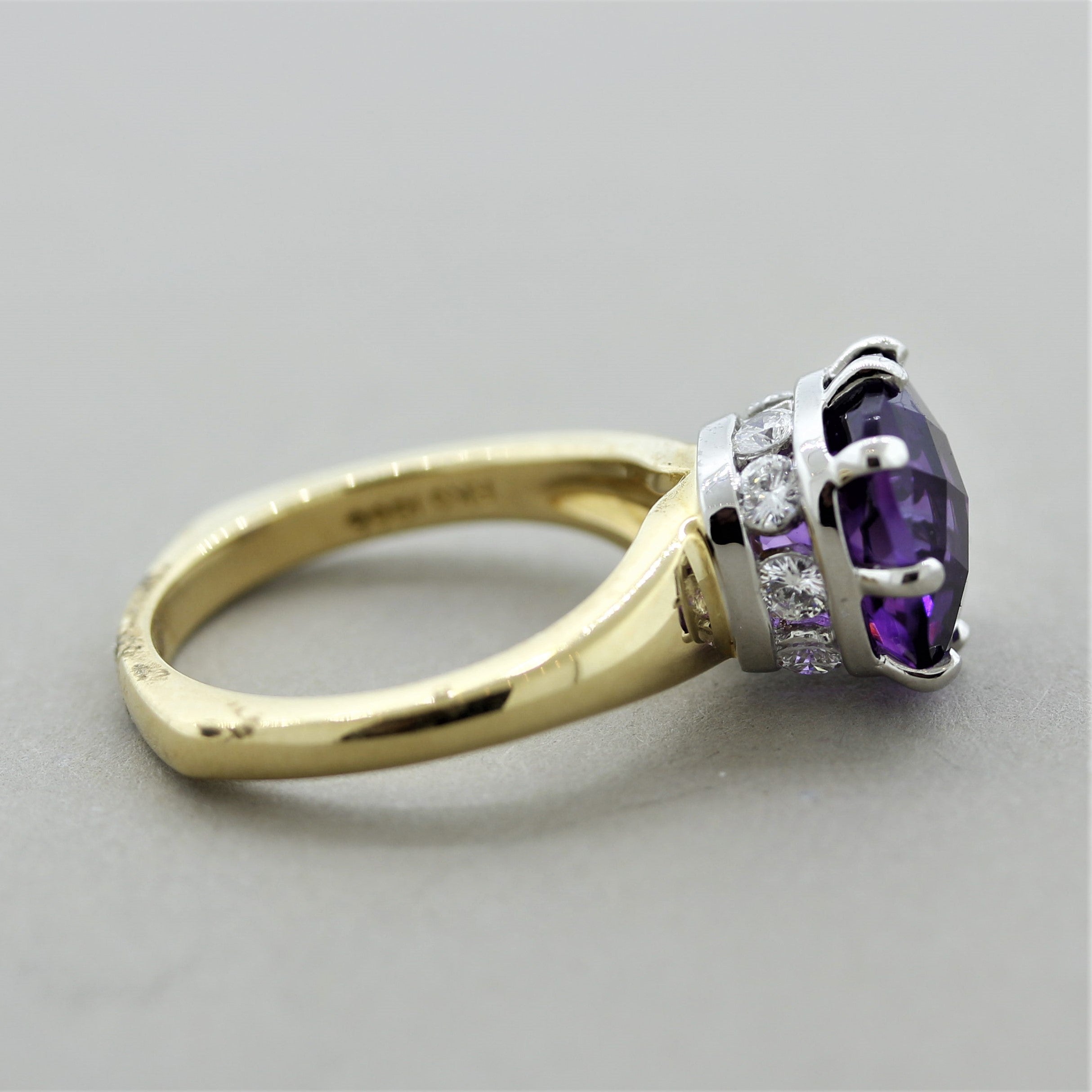 Amethyst Diamond Gold & Platinum Ring