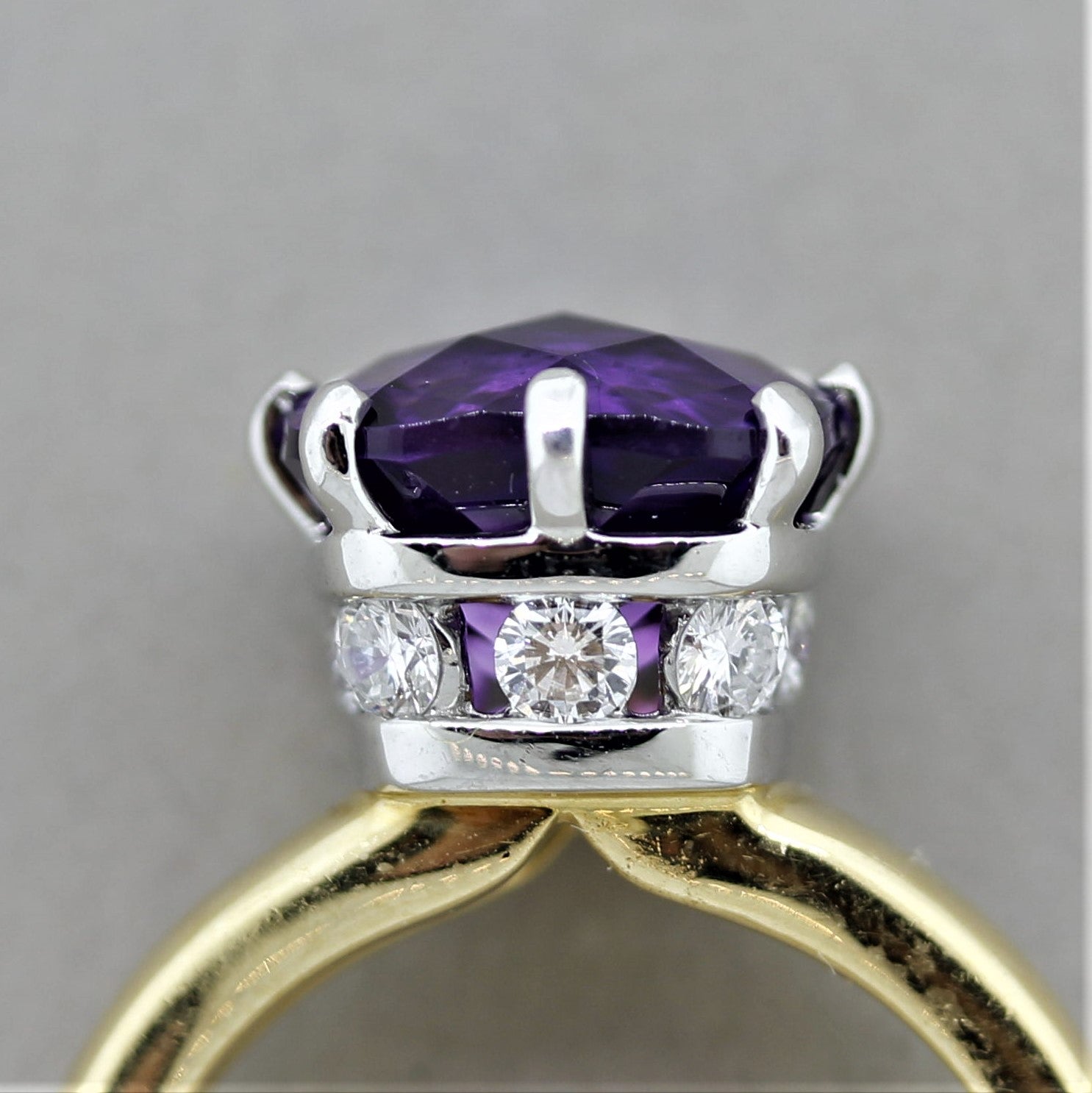 Amethyst Diamond Gold & Platinum Ring