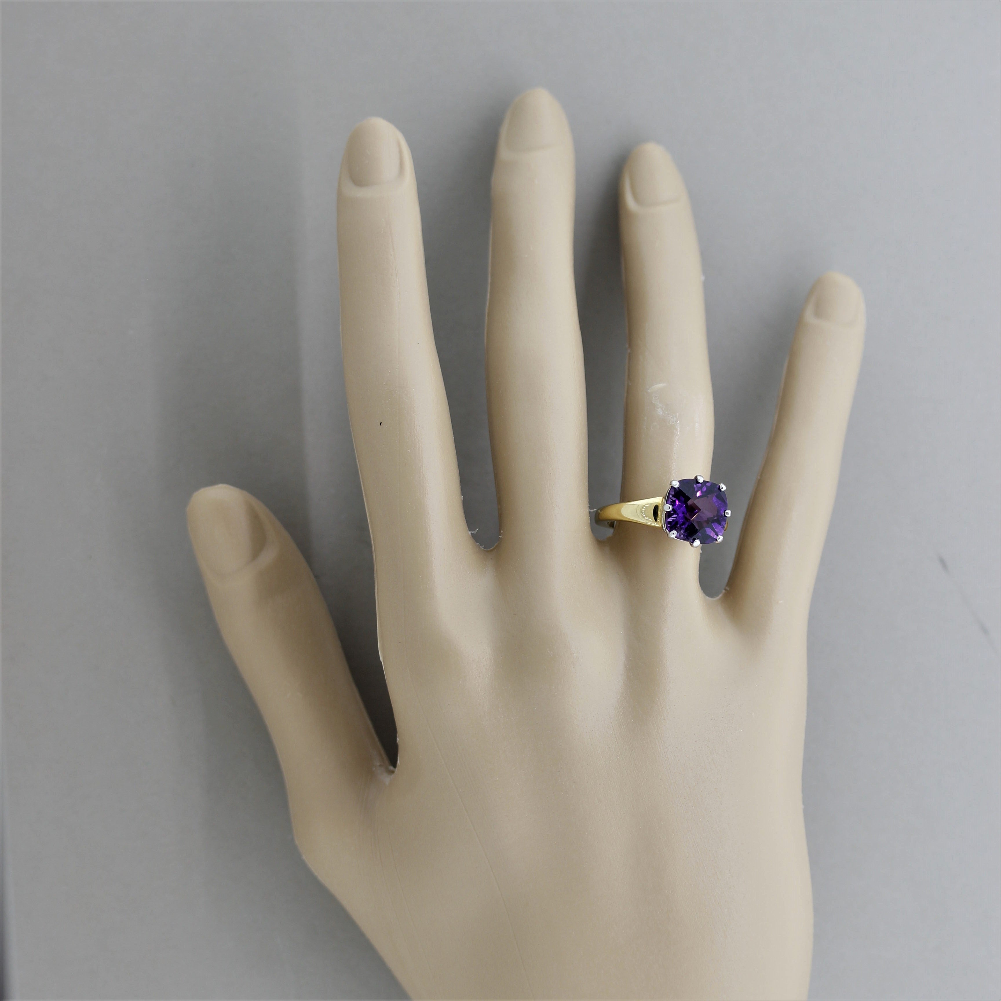 Amethyst Diamond Gold & Platinum Ring