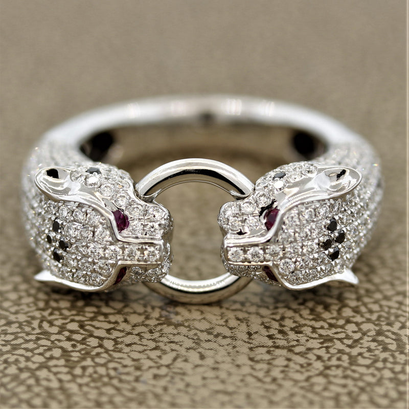 Diamond Ruby “Twin Panther” Gold Ring