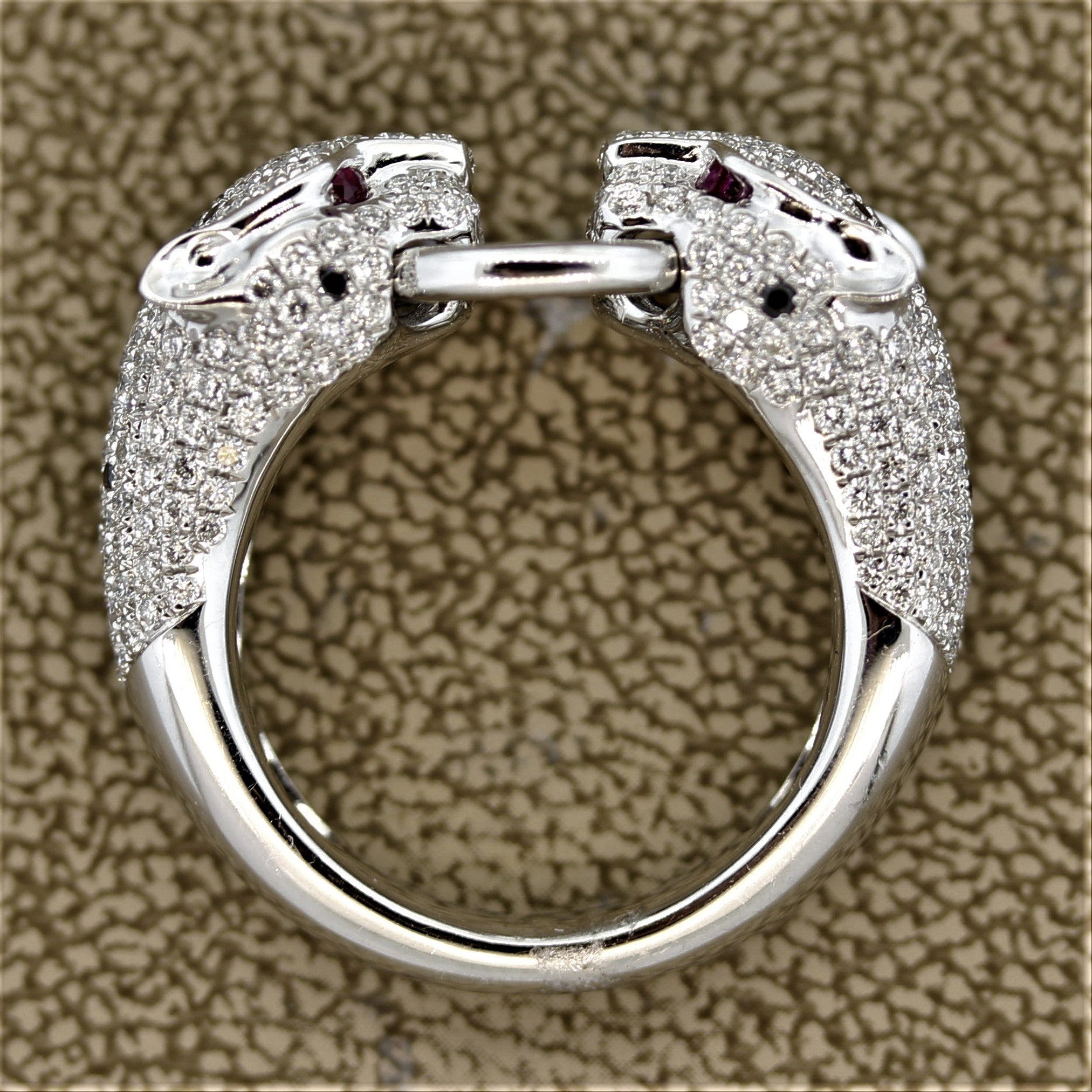 Diamond Ruby “Twin Panther” Gold Ring