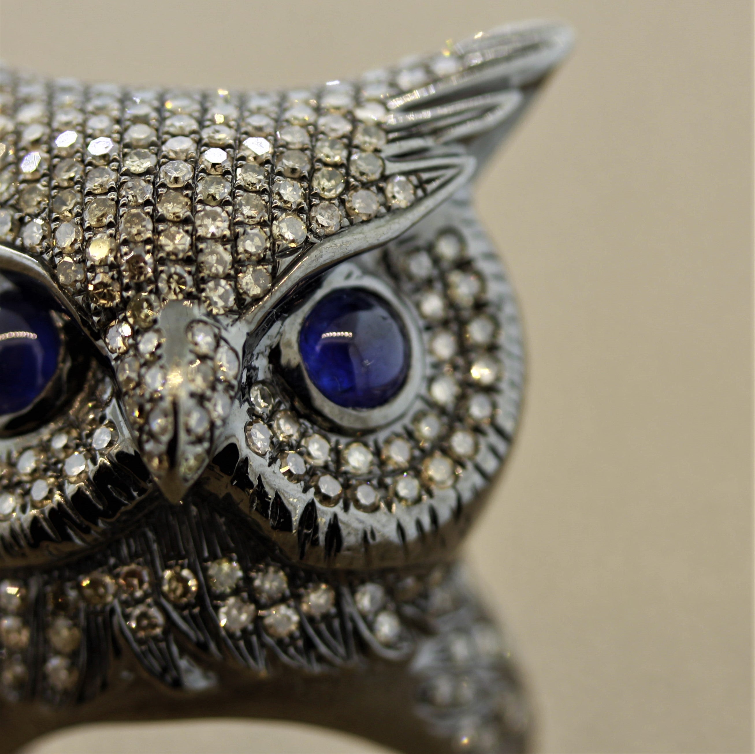 Diamond Owl Gold Life-Like Animal Ring