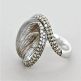 Rutilated Quartz Diamond Mother-of-Pearl Gold Cocktail Ring