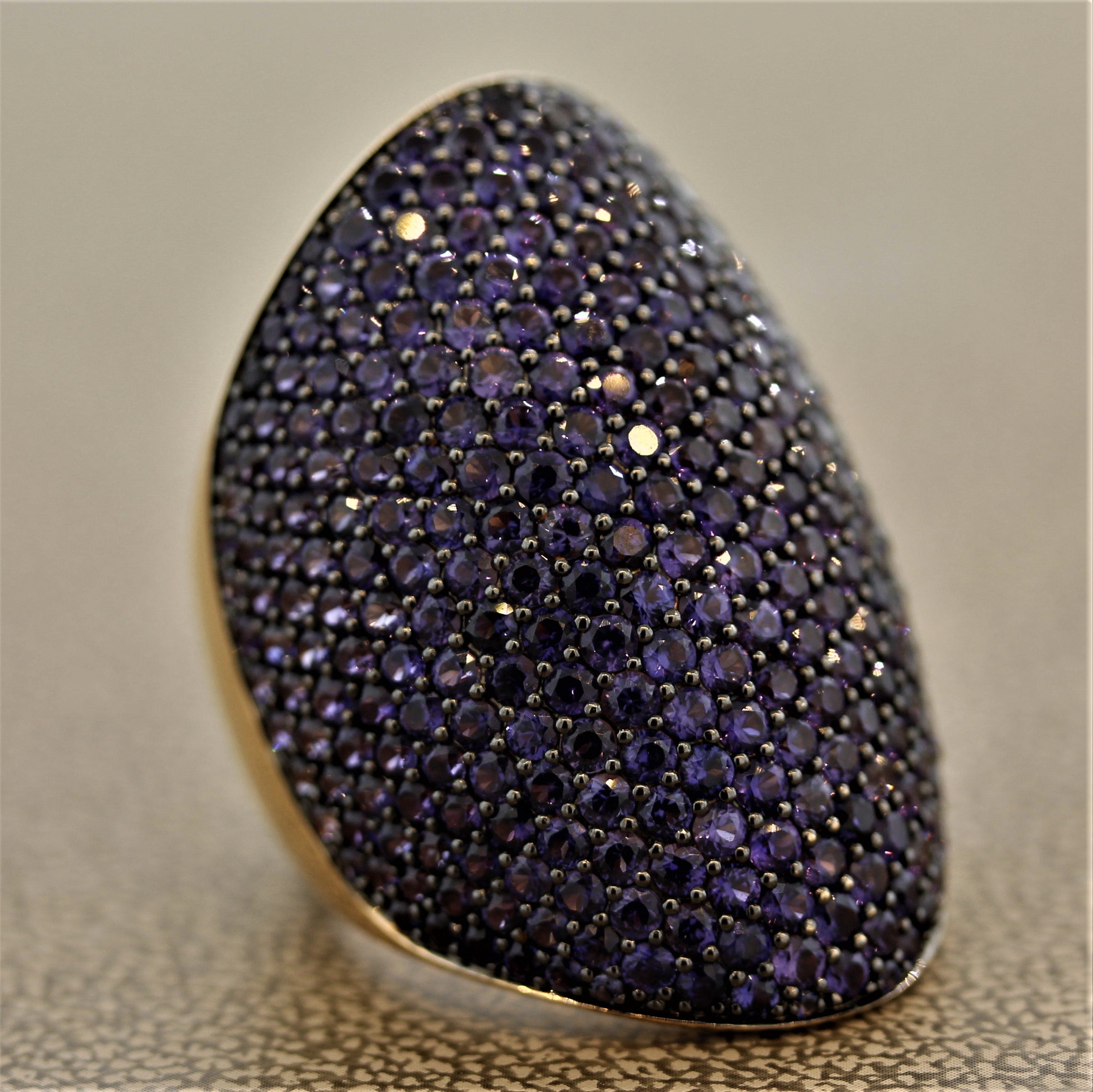 Purple Sapphire Wide Gold Dome Ring