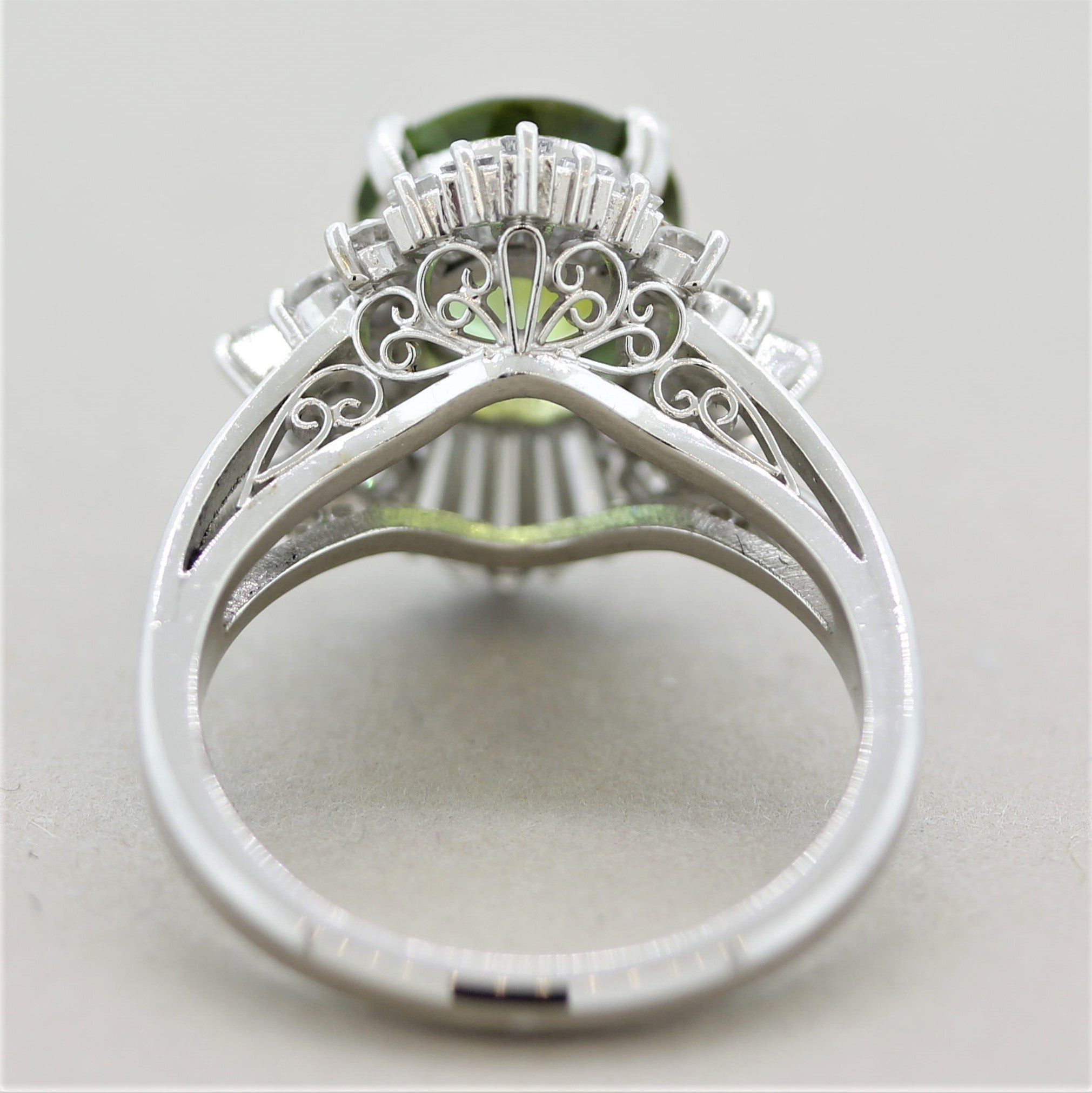 Tourmaline Diamond Spray Platinum Ring