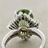 Green Tourmaline Diamond Platinum Ring