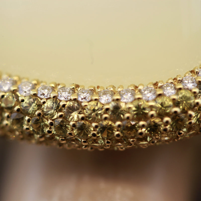 Impressive Moonstone Diamond Yellow Sapphire Gold Cocktail Ring