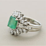 Emerald Diamond Platinum “Sunburst” Ring
