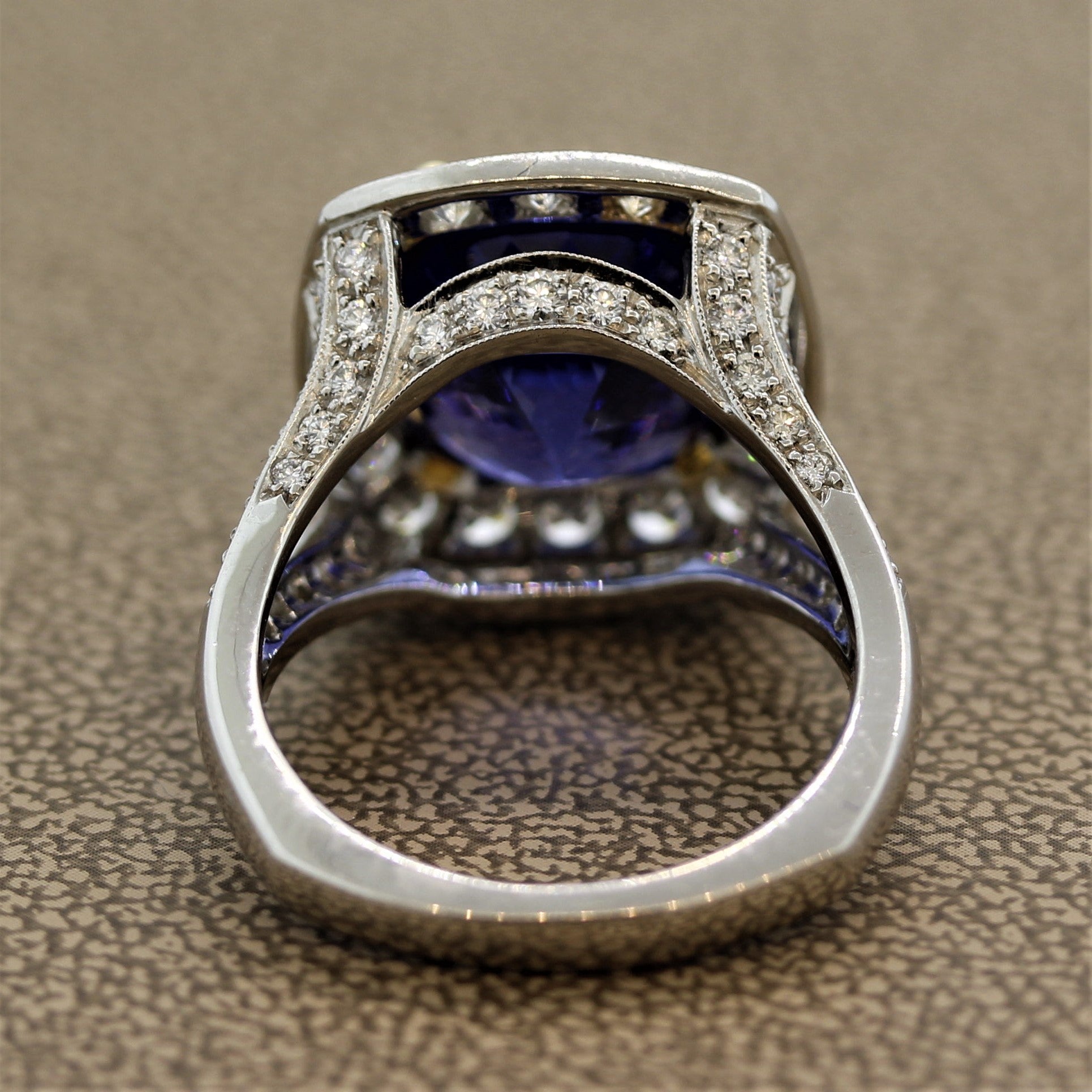 Fine Tanzanite Diamond Platinum Cocktail Ring