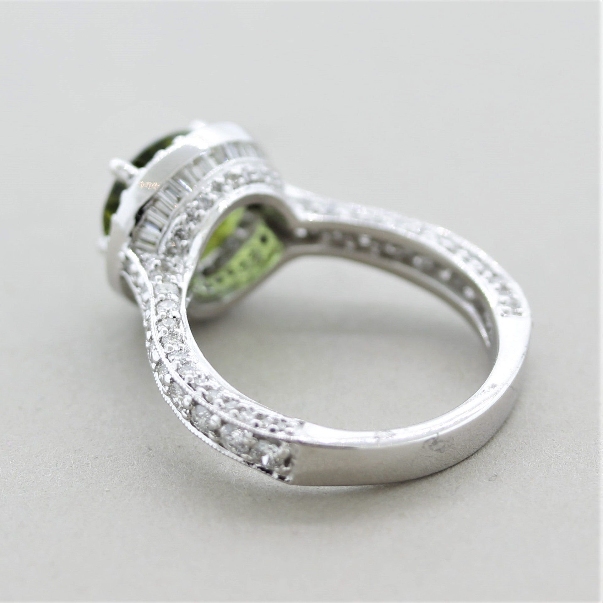 Green Tourmaline Diamond Gold Ring