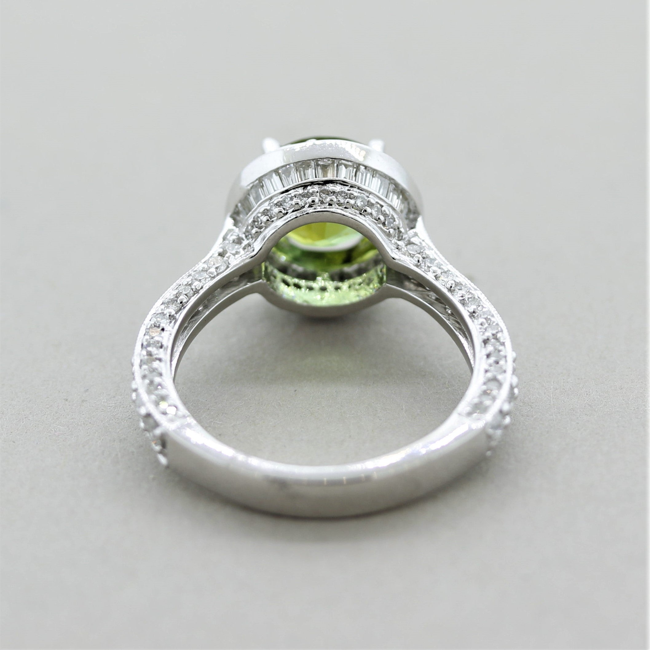 Green Tourmaline Diamond Gold Ring