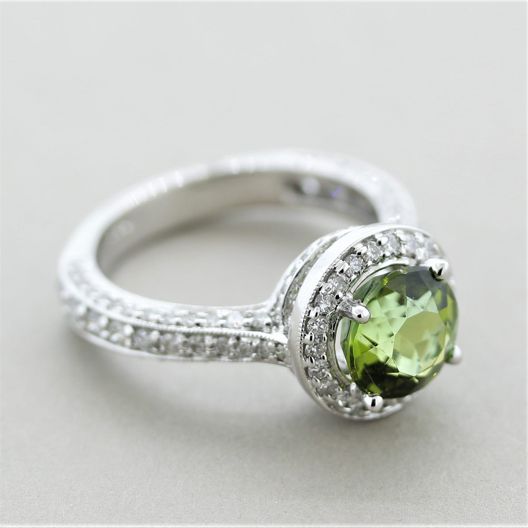 Green Tourmaline Diamond Gold Ring