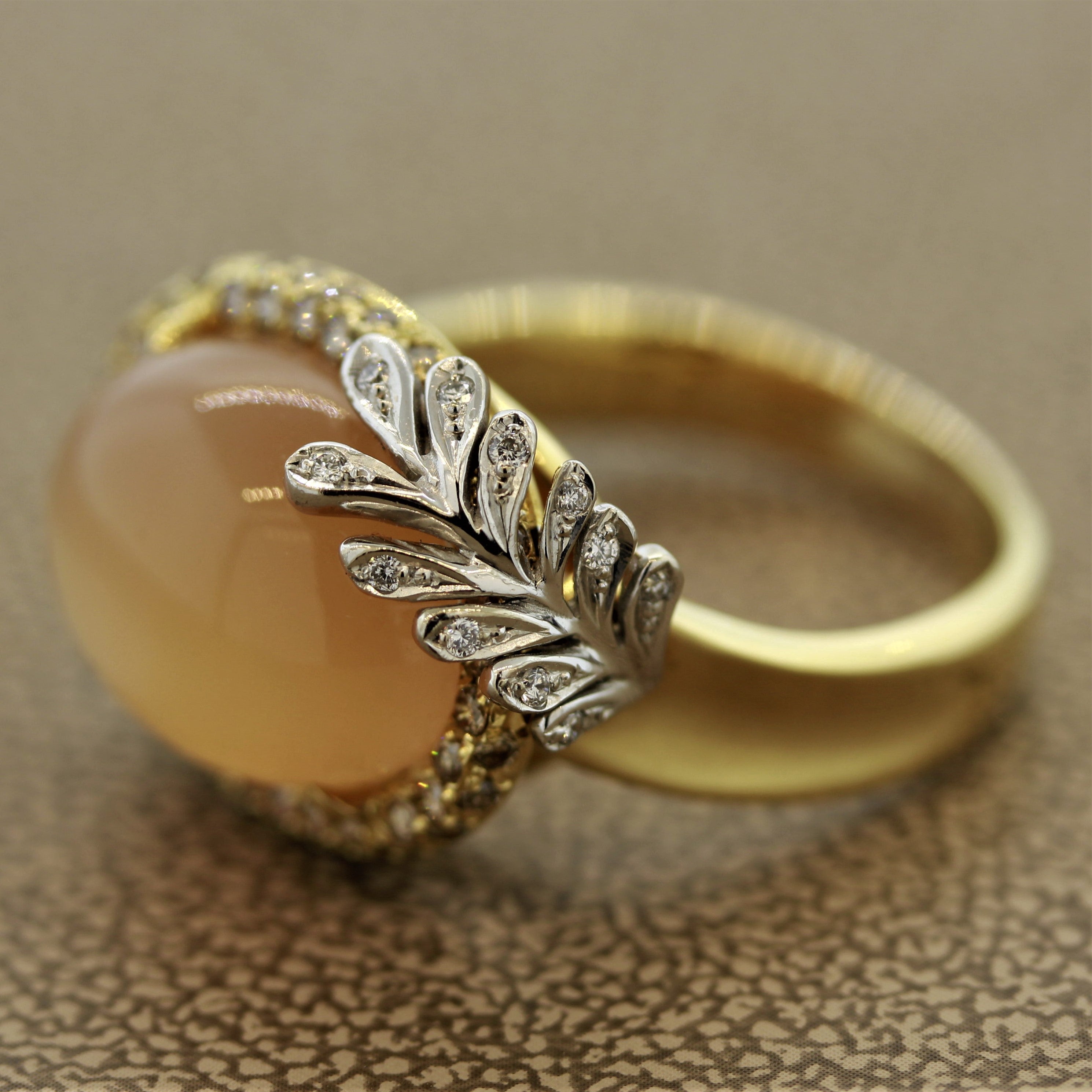 Cat’s Eye Moonstone Diamond Gold Ring