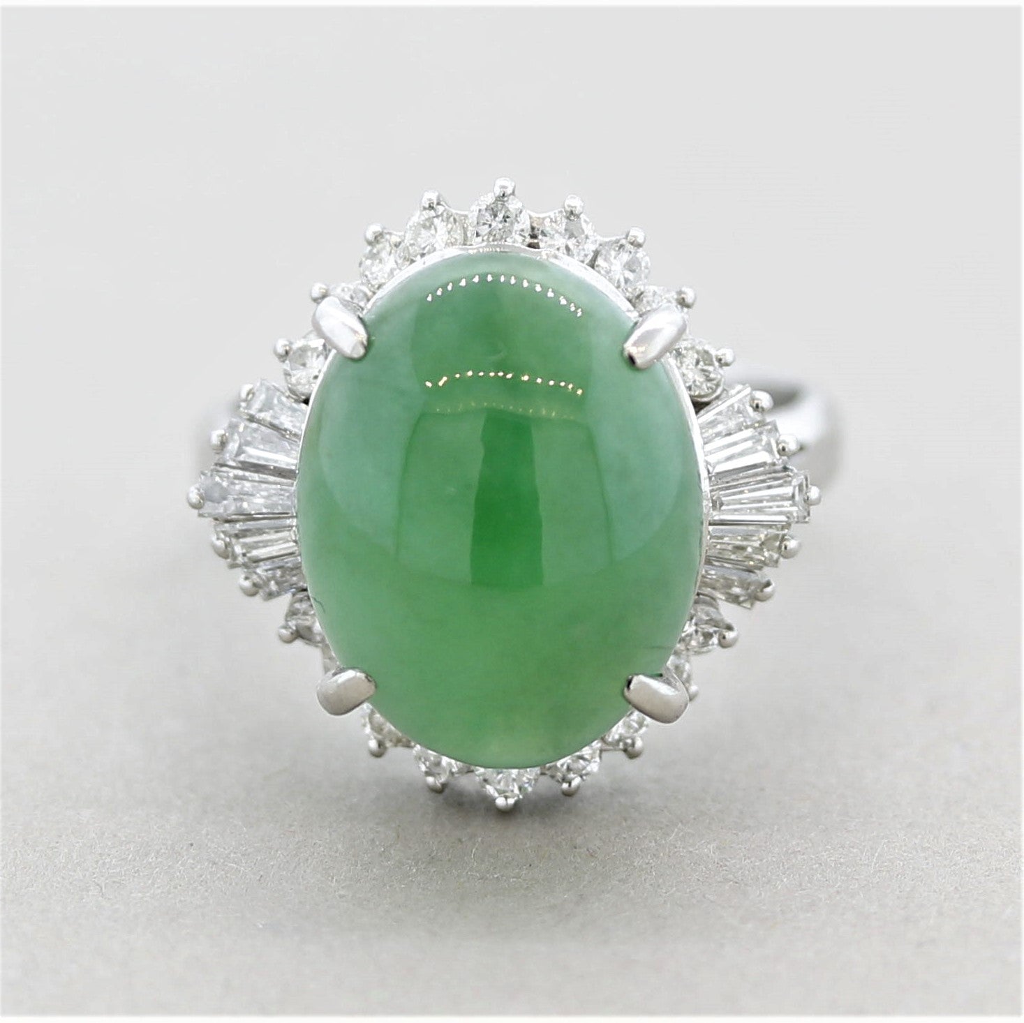 Jadeite Jade Diamond Platinum Ring