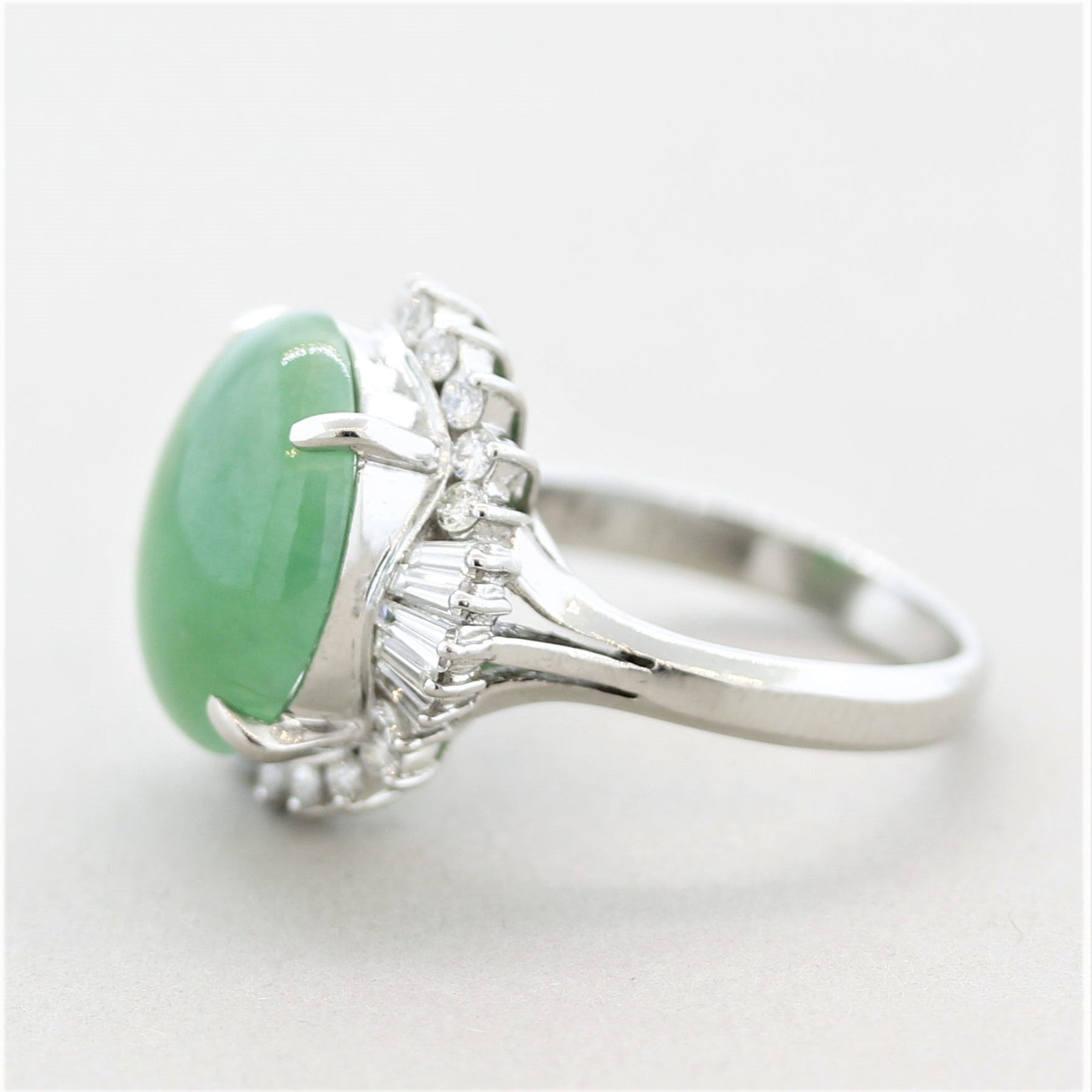 Jadeite Jade Diamond Platinum Ring