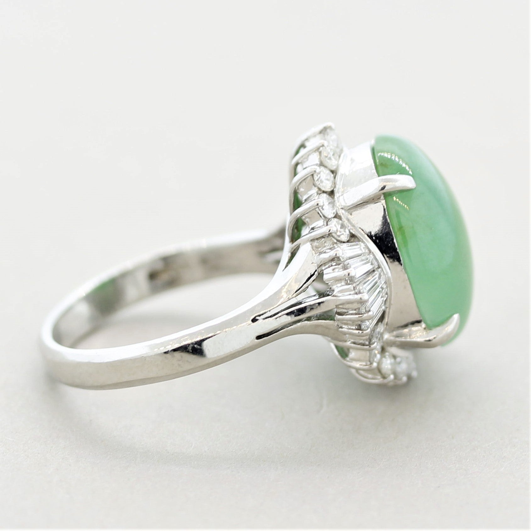 Jadeite Jade Diamond Platinum Ring