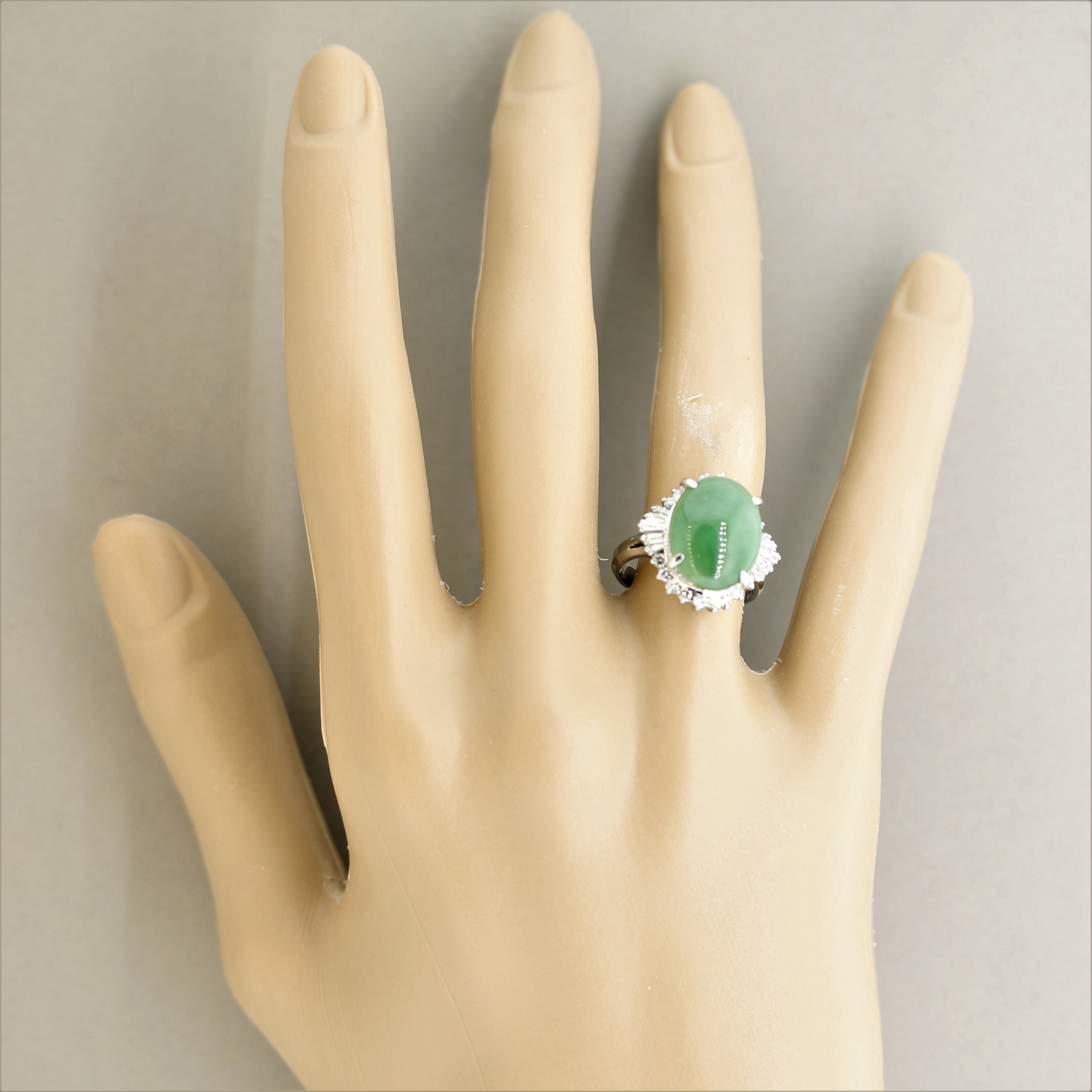 Jadeite Jade Diamond Platinum Ring