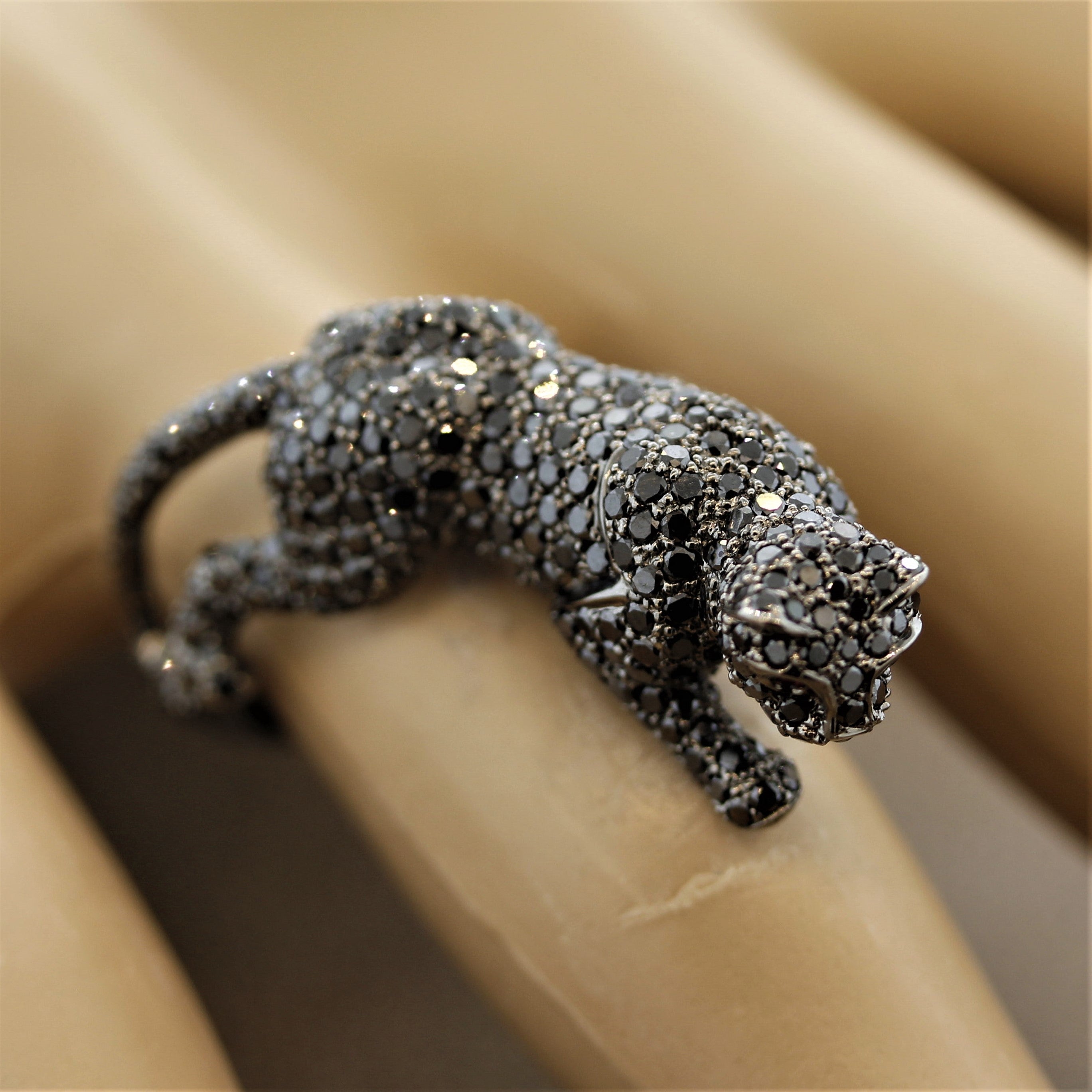 Black Diamond Black Panther Gold Ring