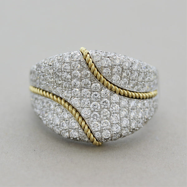 Diamond Pave Gold Ribbon Ring