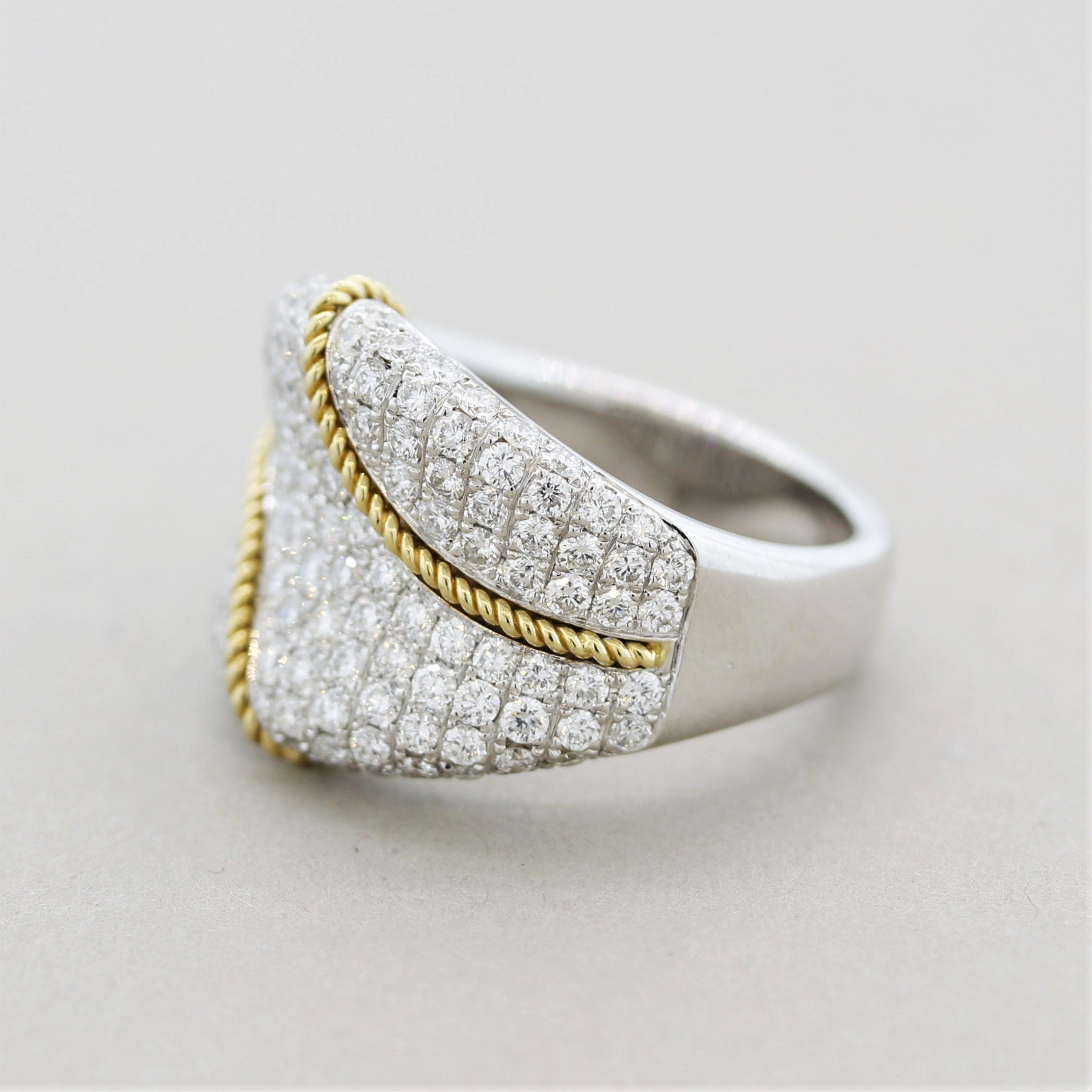 Diamond Pave Gold Ribbon Ring