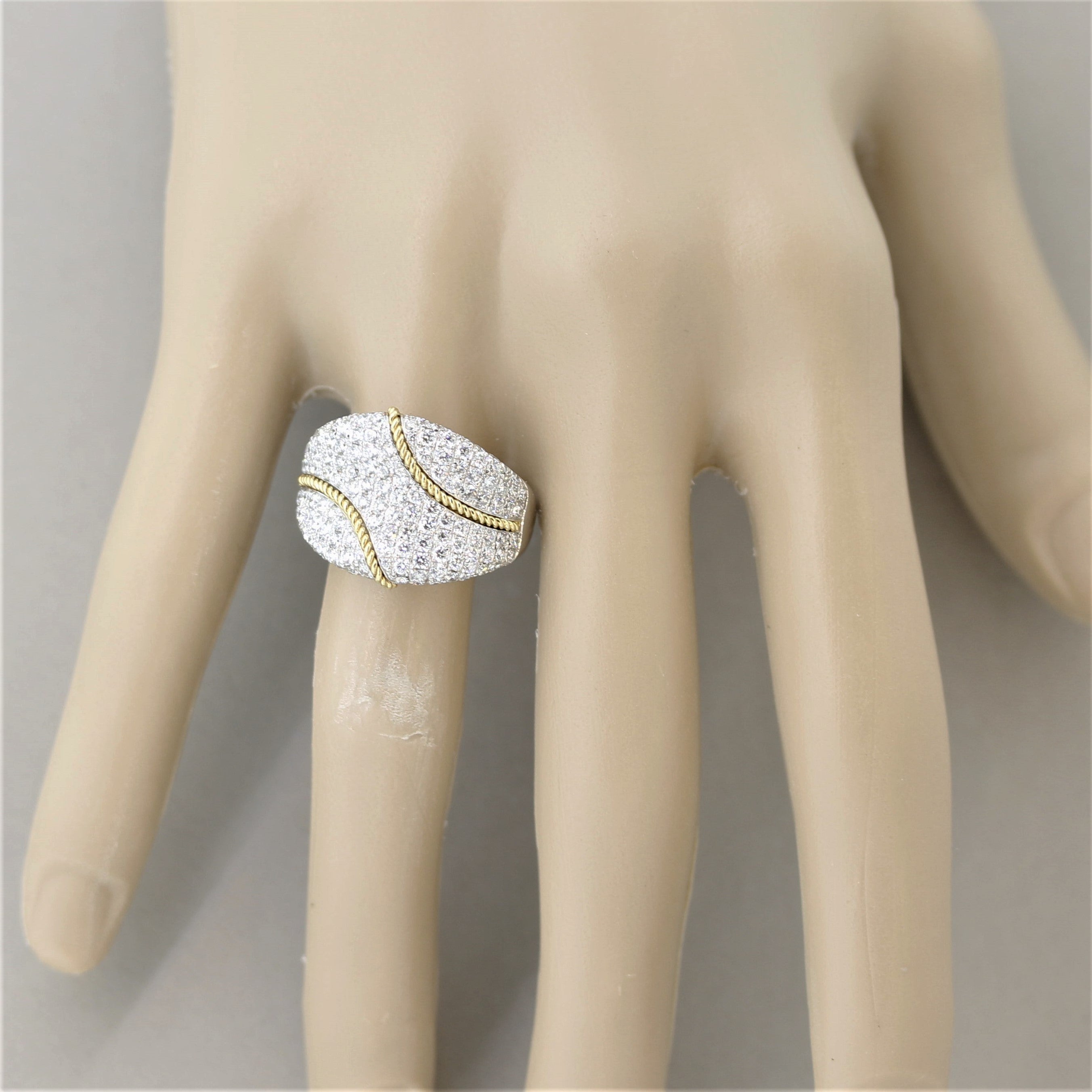 Diamond Pave Gold Ribbon Ring