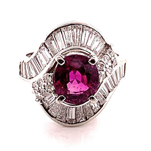 Gem Ruby Diamond Platinum Ring