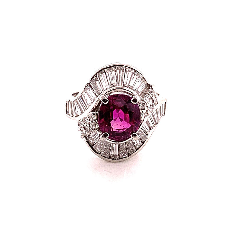 Gem Ruby Diamond Platinum Ring