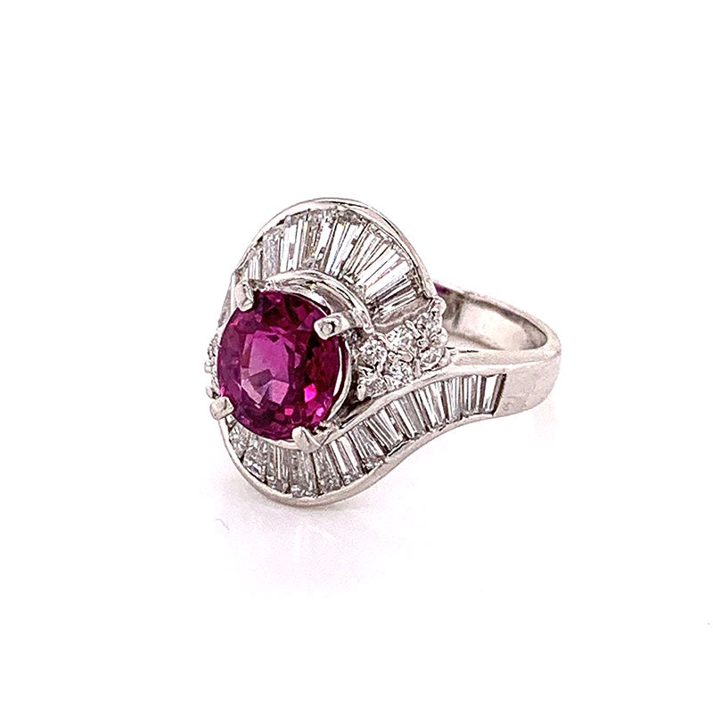 Gem Ruby Diamond Platinum Ring