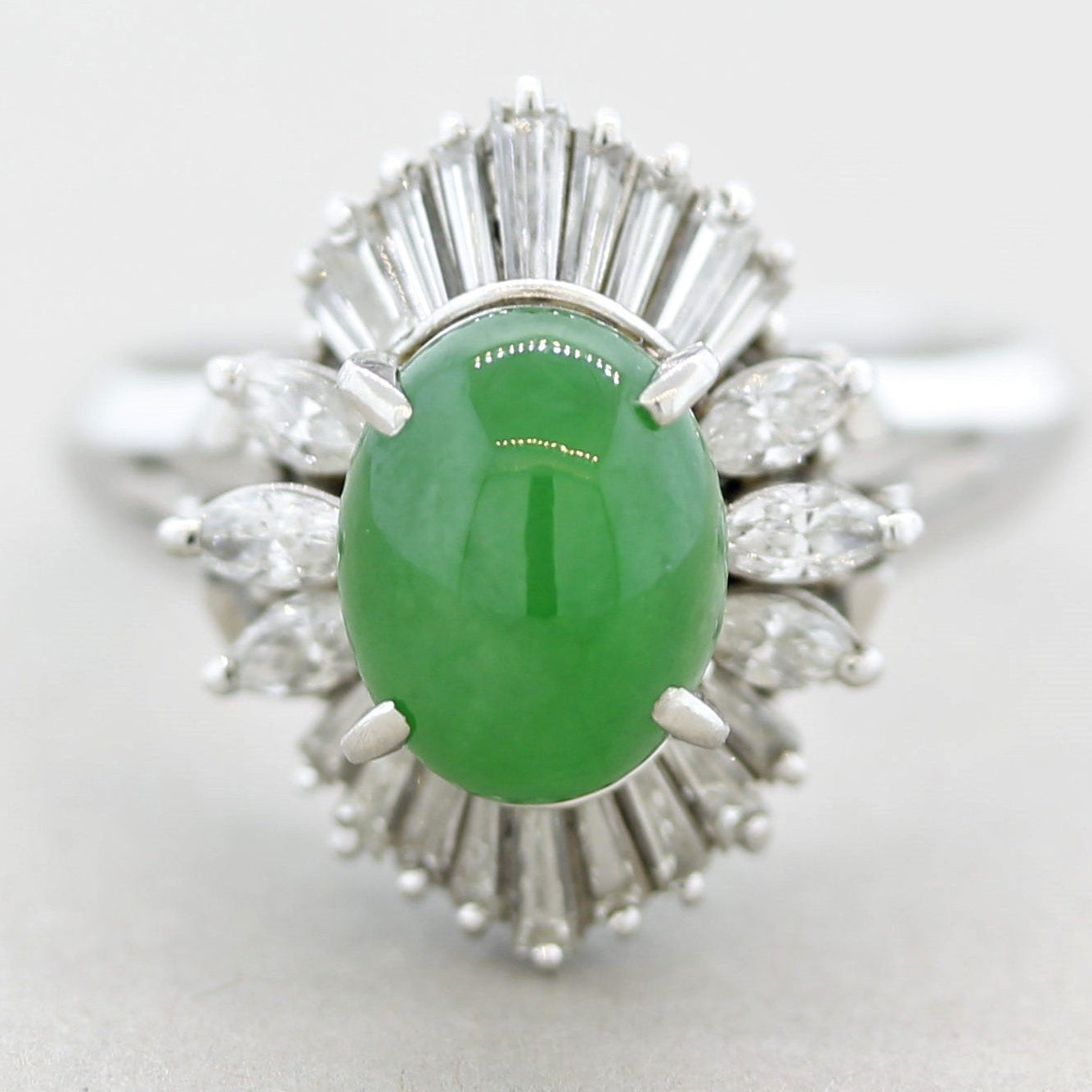 Jadeite Jade Diamond Platinum Ring