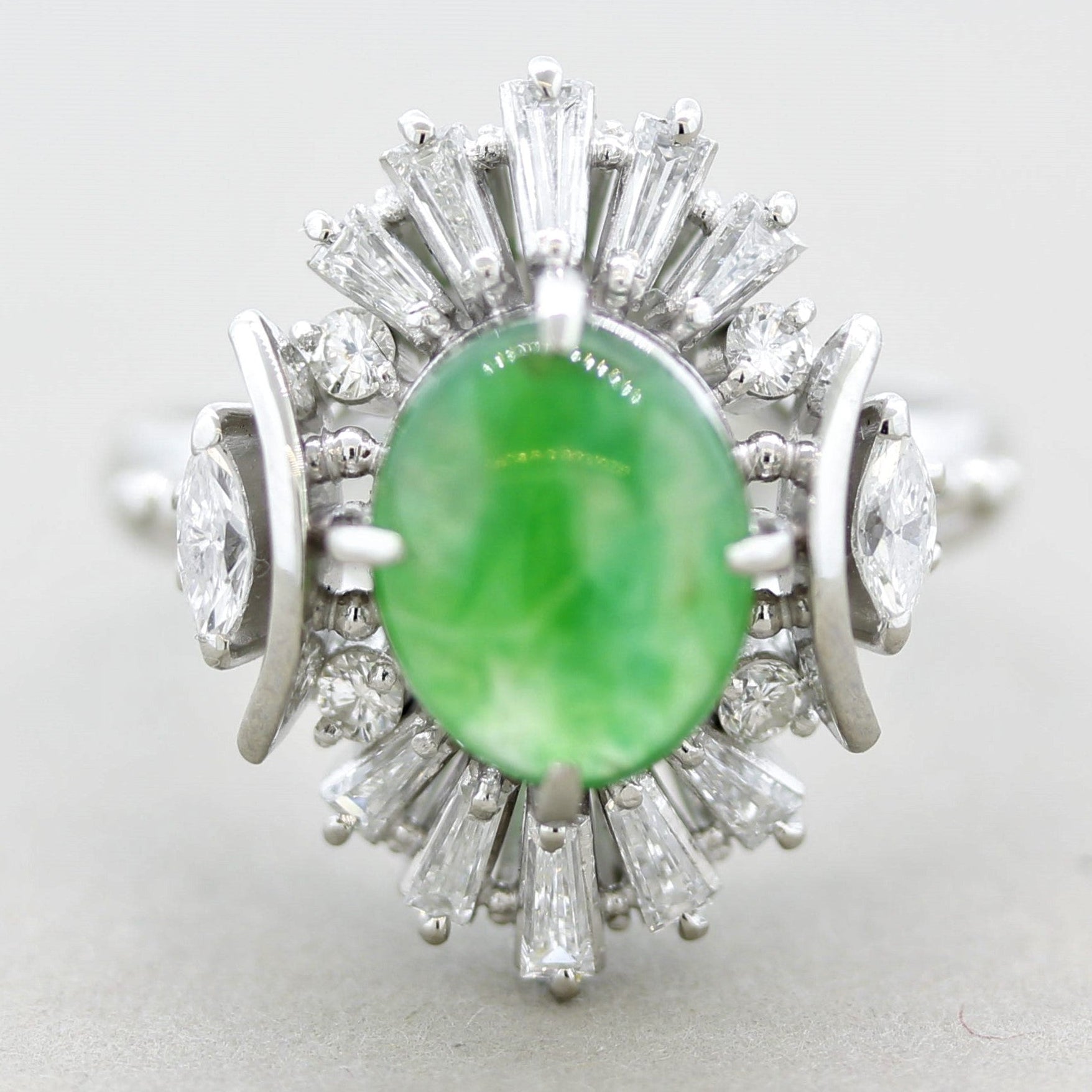 Jadeite Jade Diamond Platinum Ring
