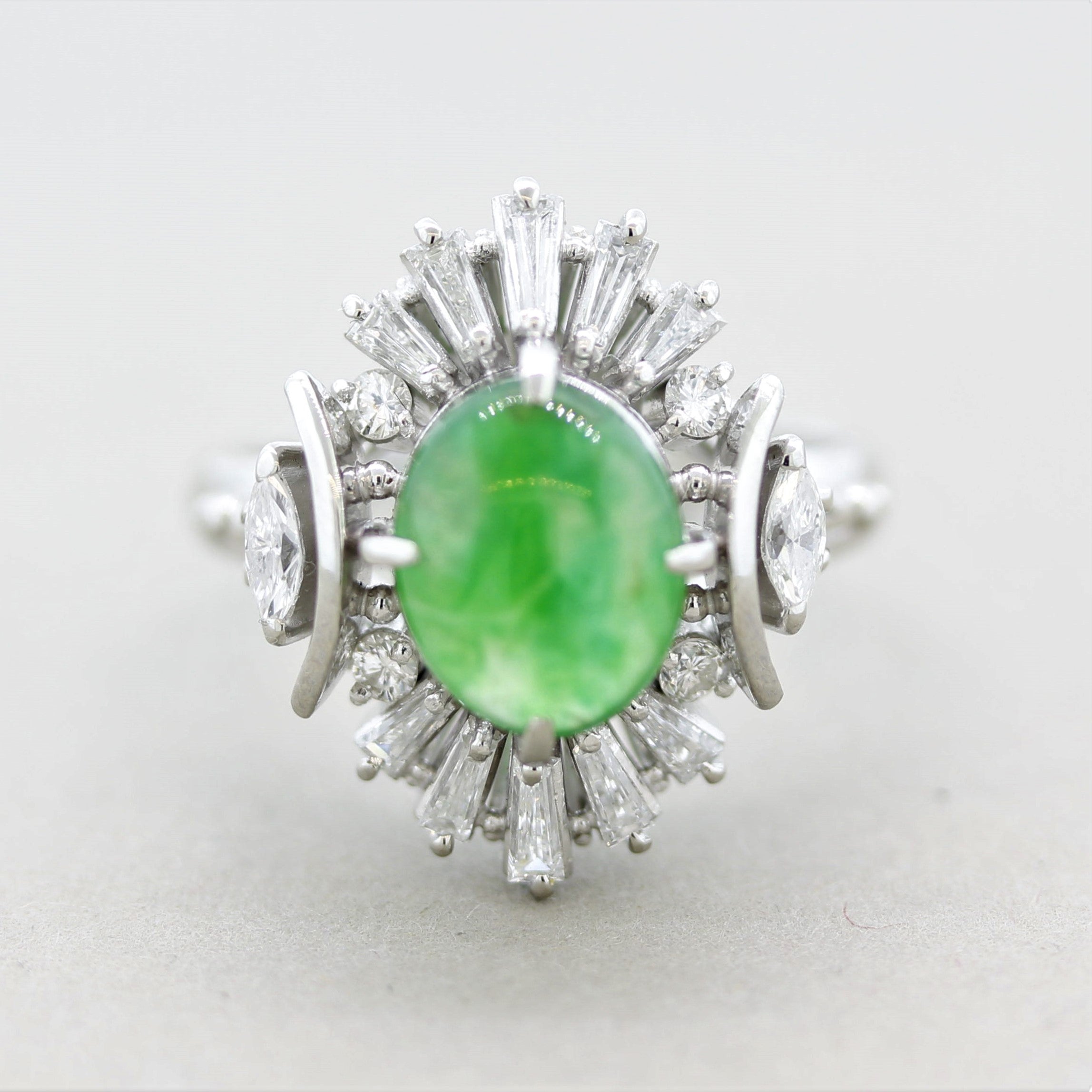 Jadeite Jade Diamond Platinum Ring