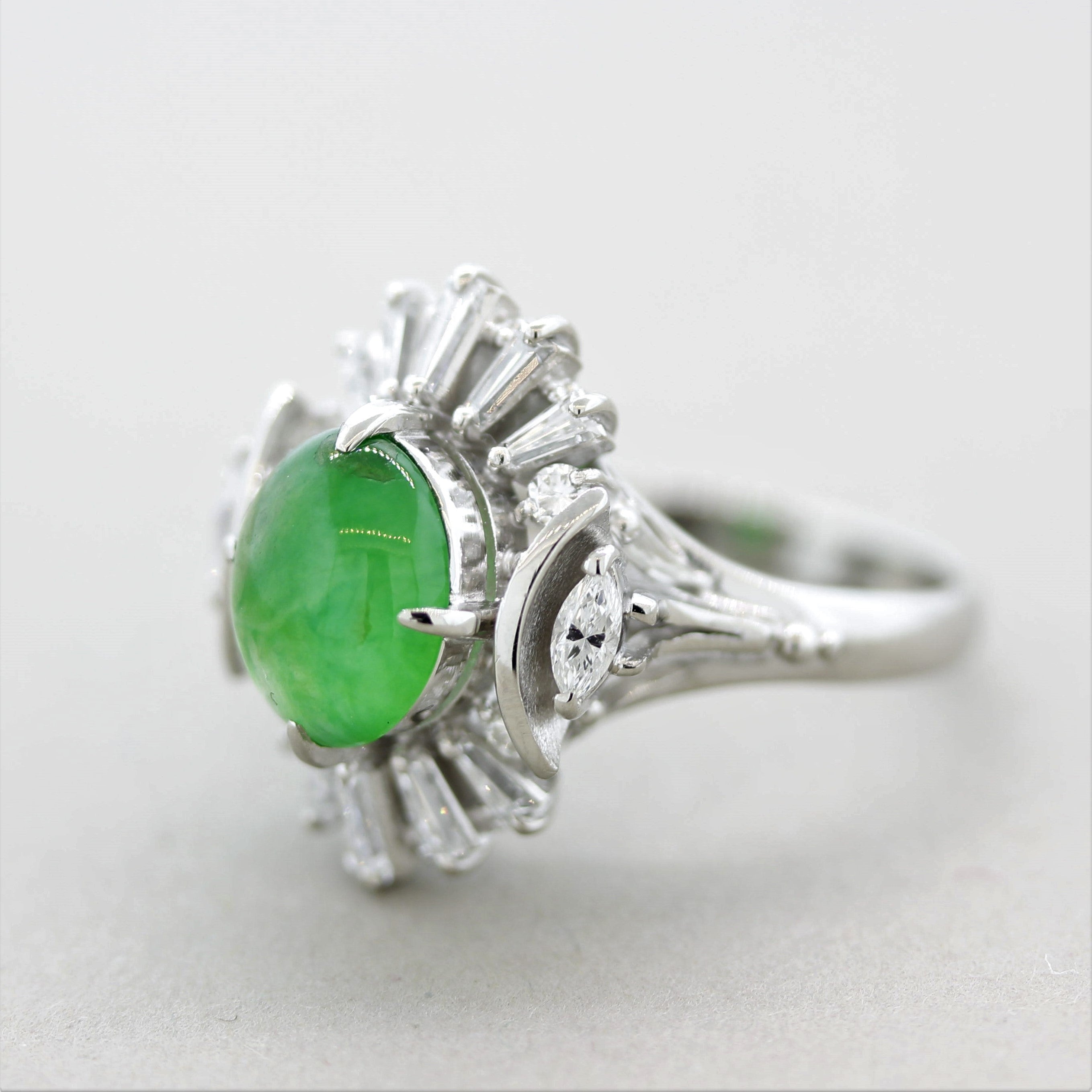 Jadeite Jade Diamond Platinum Ring