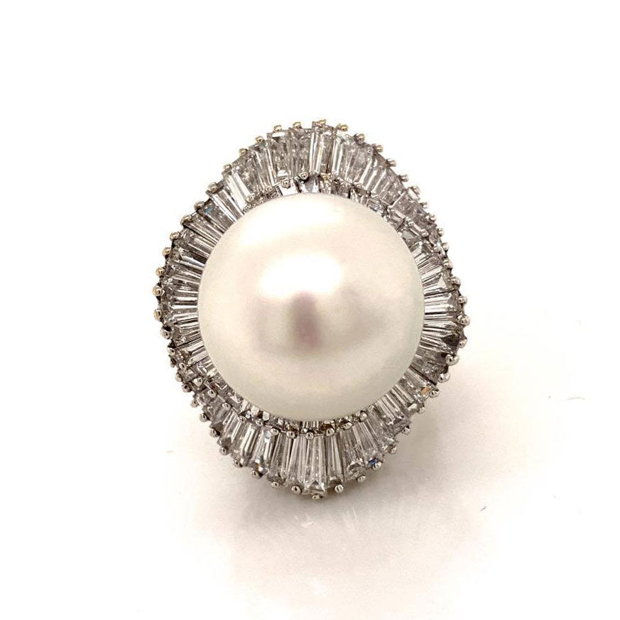 Massive South Sea Pearl Diamond Gold Ring