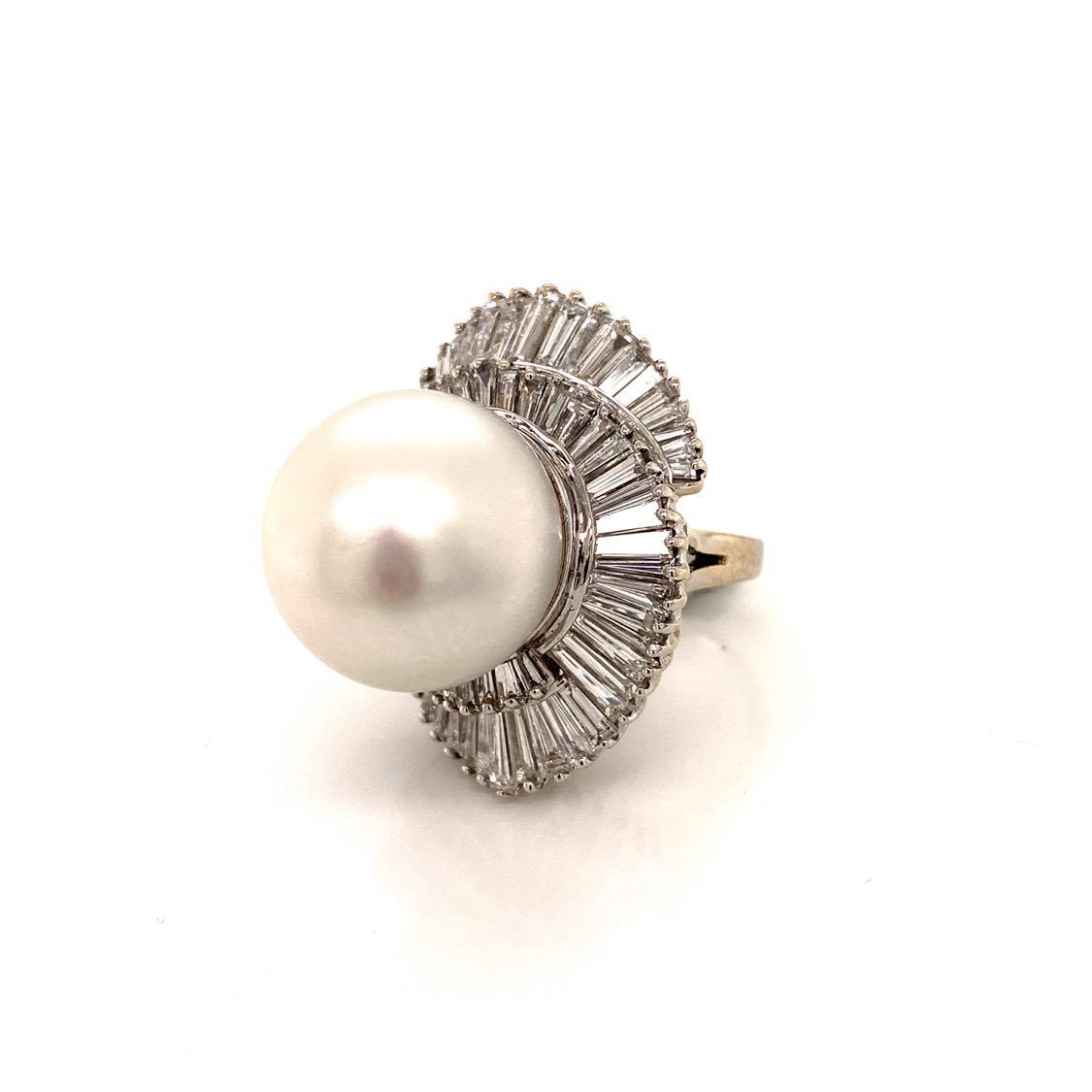 Massive South Sea Pearl Diamond Gold Ring