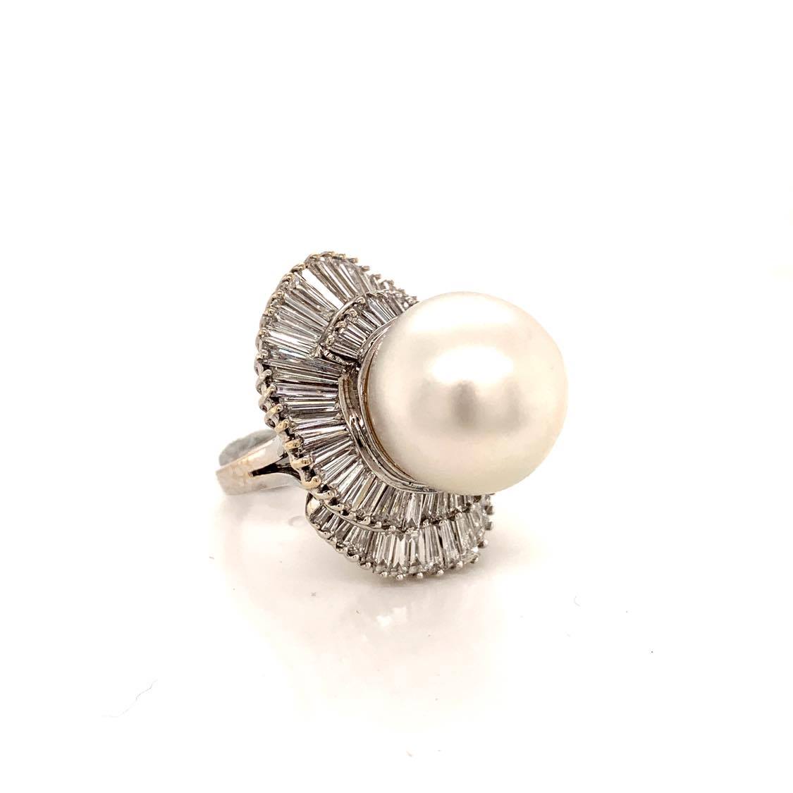 Massive South Sea Pearl Diamond Gold Ring