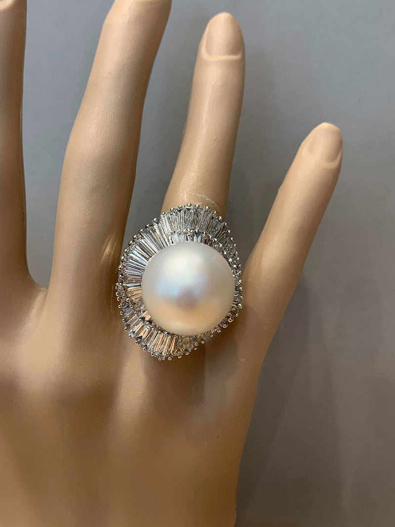 Massive South Sea Pearl Diamond Gold Ring