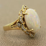 Australian White Opal Diamond Gold Ring