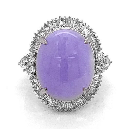 Lavender Jadeite Jade Diamond Platinum Ring
