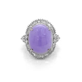 Lavender Jadeite Jade Diamond Platinum Ring