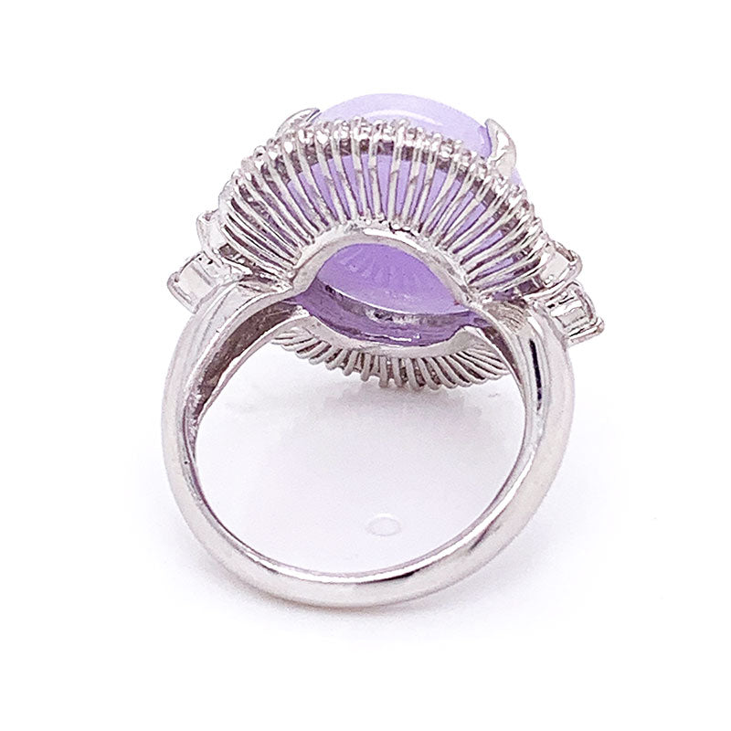 Lavender Jadeite Jade Diamond Platinum Ring