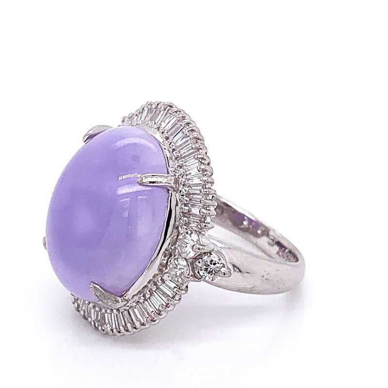 Lavender Jadeite Jade Diamond Platinum Ring