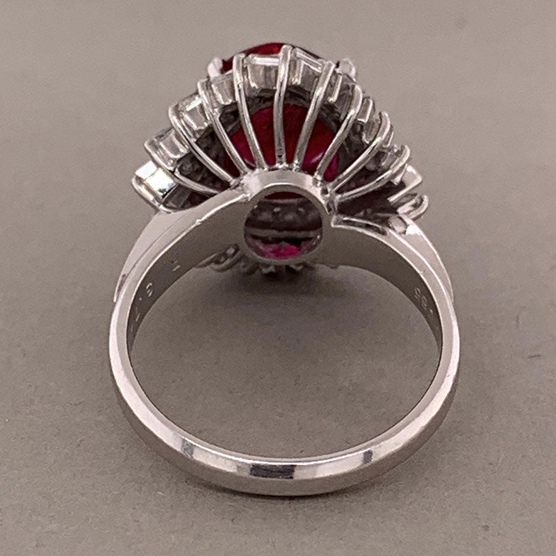 Gem Ruby Diamond Platinum Ring, AGL Certified