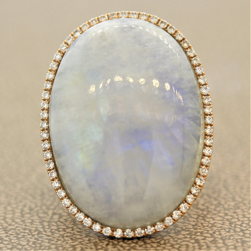 Labradorite Diamond Gold Cocktail Ring