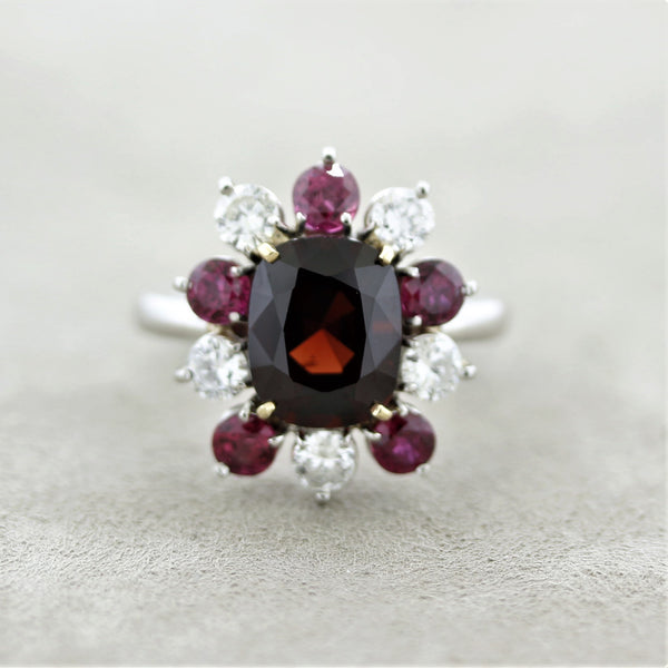 Spinel Diamond Ruby Platinum & Gold Ring, GIA Certified