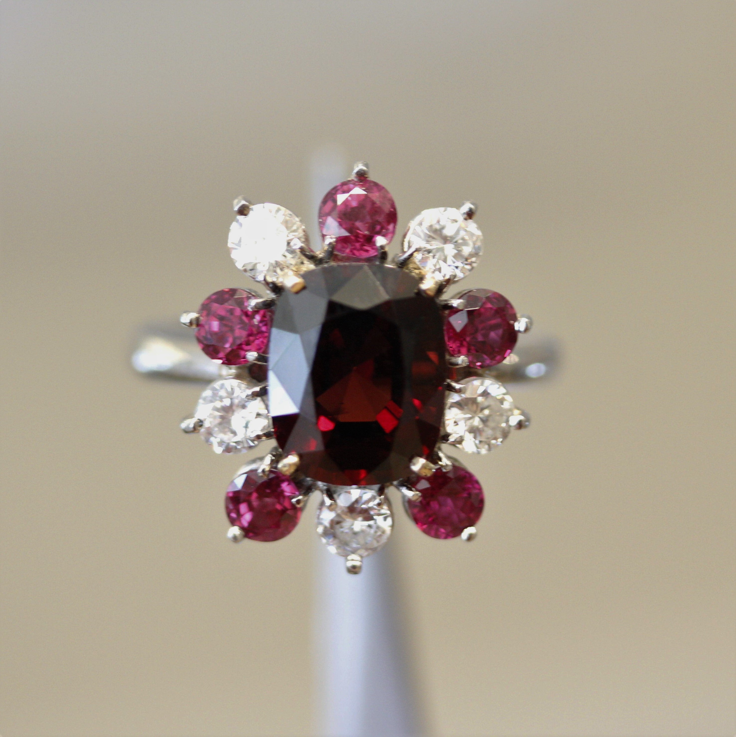 Spinel Diamond Ruby Platinum & Gold Ring, GIA Certified