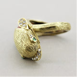 1970’s Diamond Coral Emerald Gold Dolphin Ring